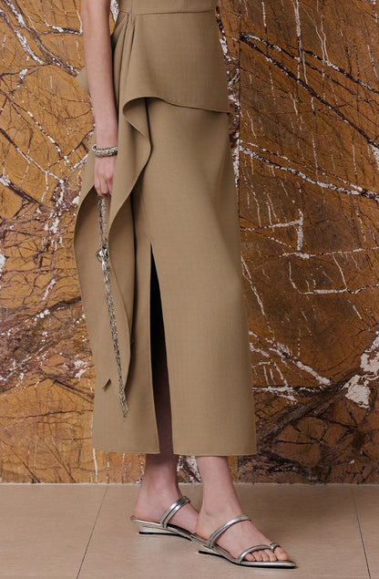 M essential| Trend & Modernity  Asymmetrical Line Dress with Commuter Stitch Detailing-NOLIANE.