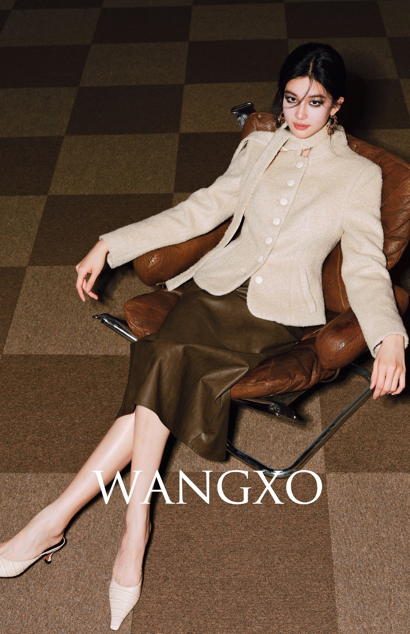 WANGXO | Mercerized Curly Texture Wool Short Coat -SENA.