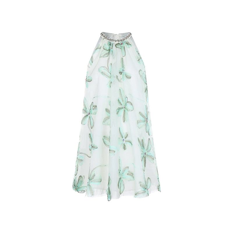 Wardrobes by Chen Mint Green Halter Flower Embroidered Loose  dollDress-Louis