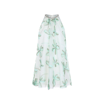 Wardrobes by Chen Mint Green Halter Flower Embroidered Loose  dollDress-Louis