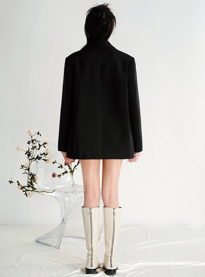 CHECOCRE Elegant Stubble New Chinese Crystal Butterfly Pure Black Coat - CEASER