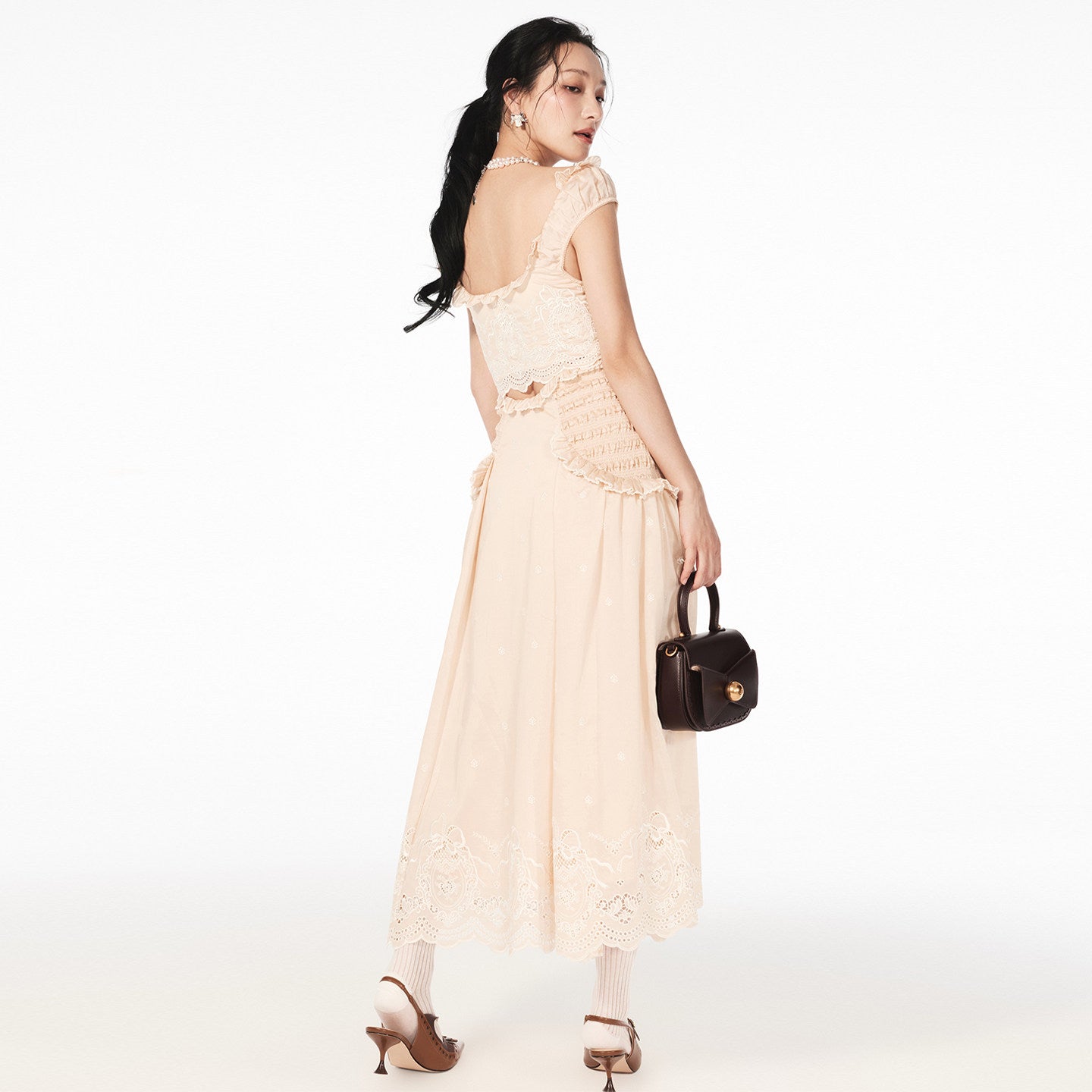 FAME rococo embroidered beaded dress long skirt - AVA