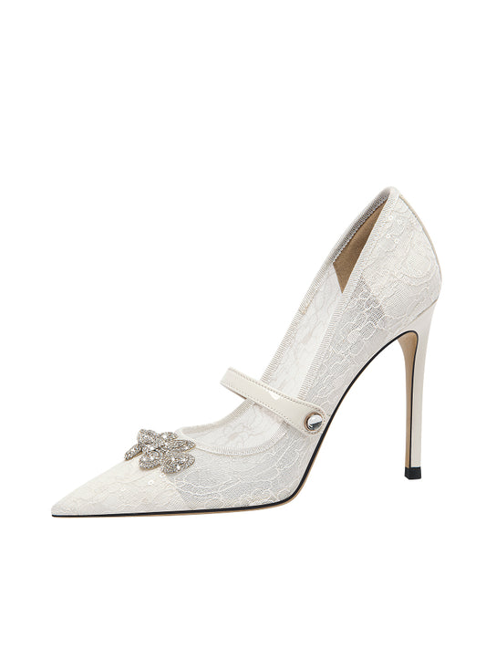 Lily Wei French lace main wedding dress party heels, stiletto heels, temperament pumps-  AURORA