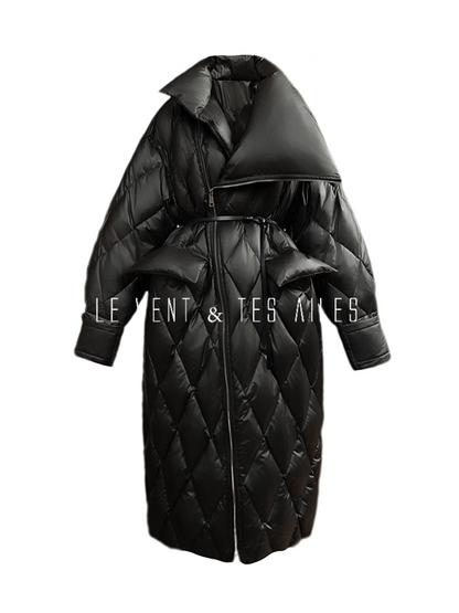 LE VENT&TES AILES Luxury High Cover Pressure Down Long Winter Jacket Coat -SZA