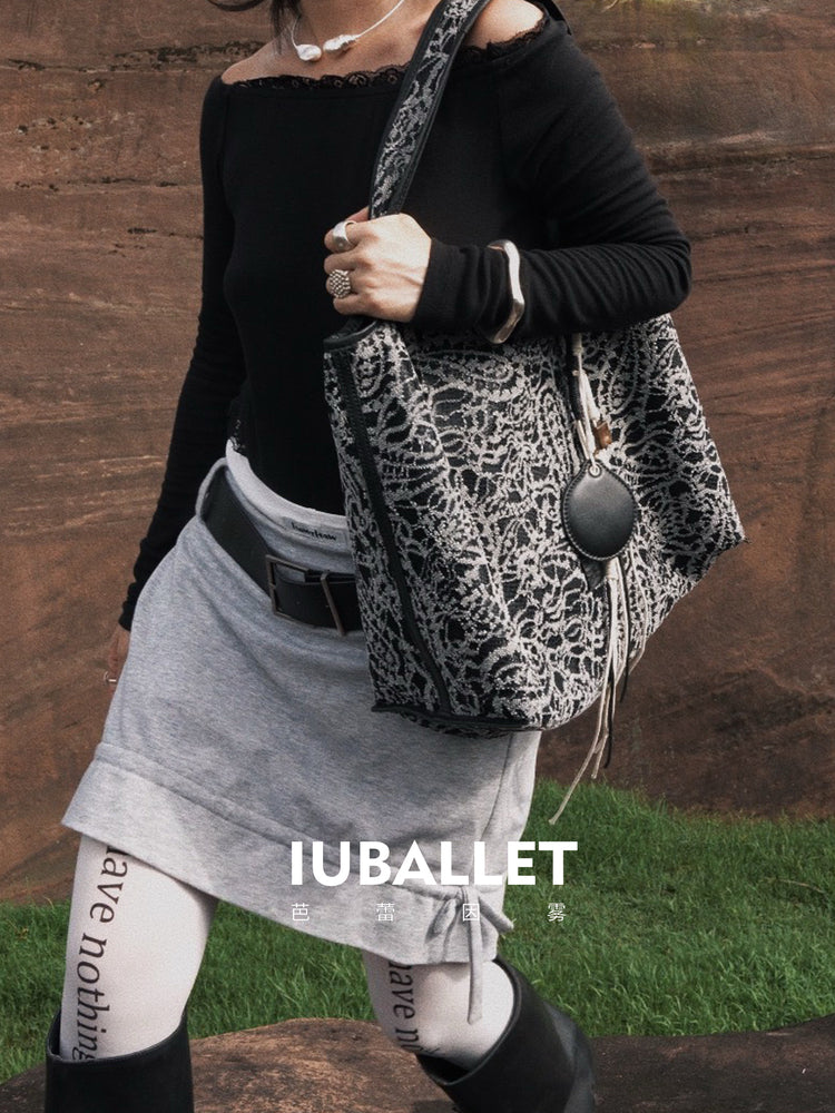 IUBALLET Relaxism New Lace One Shoulder Crossbody Large Capacity Tote Bag - APOCALYPSE ?