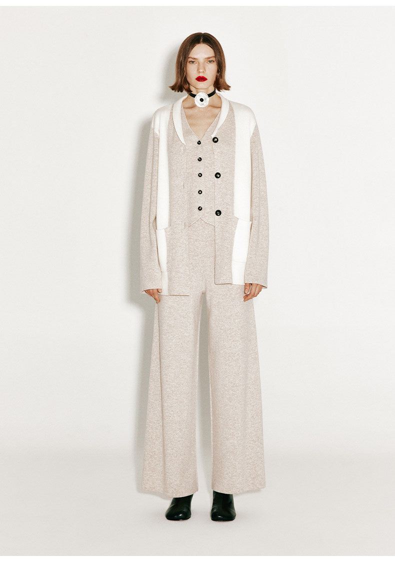 ATELIER MISS LU Fall/Winter cashmere and wool-blend wide-leg straight-leg pants- FIADH
