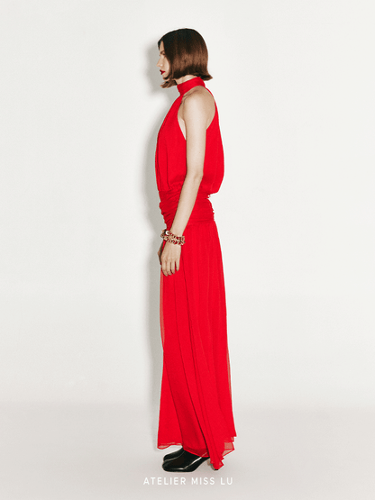 ATELIER MISS LU Flowy Multi-layered Low-Waisted Gown Long Skirt - MILDRED..