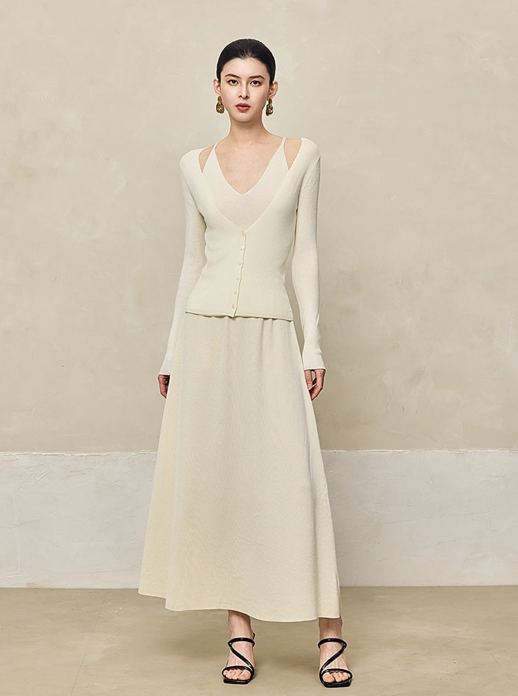 HECO High-waisted Draped Maxi Tencel Knitted Skirt - THERE.