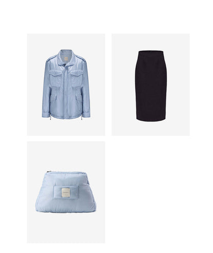 ATELIER MISS LU Sheep Wool High-waisted Straight Skirt - HYACINTH