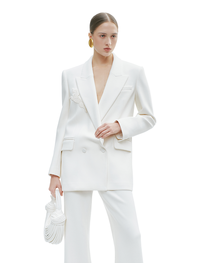 YES BY YESIR white long suit and pant set - ICY.