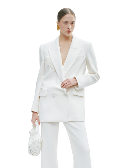 YES BY YESIR white long suit and pant set - ICY.