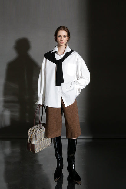 PIAOIN Vintage Literary Tweed Suit Shorts Versatile Commuter Pants LEX