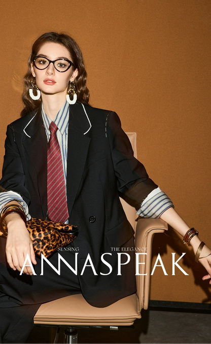 ANNASPEAK striped long staple cotton truncated shirt-QUEN.