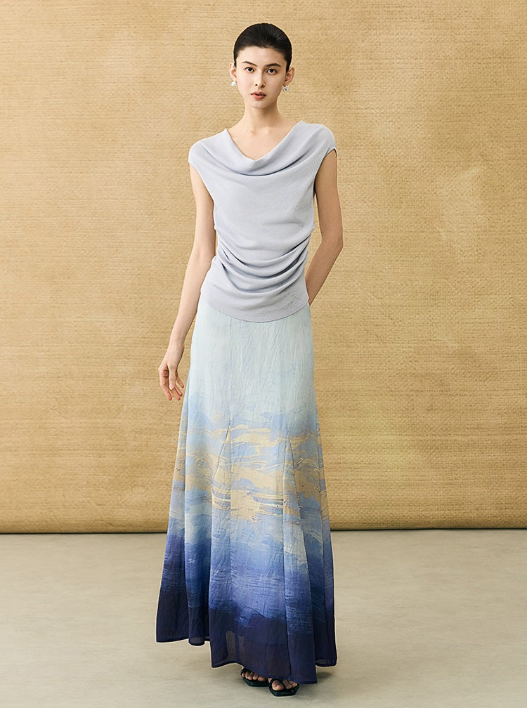 HECO Chinese style swing collar sleeveless knitted sweater T-shirt - HEART.