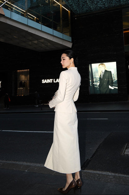 MEI SANGUAN single-breasted new Chinese jacket skirt set - ALVAN