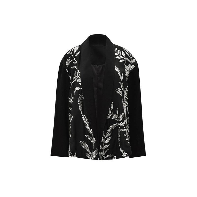 M essential Mackay designer silk-velvet crewneck tassel cape blazer dress set-  Benny.