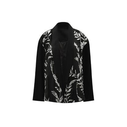 M essential Mackay designer silk-velvet crewneck tassel cape blazer dress set-  Benny.