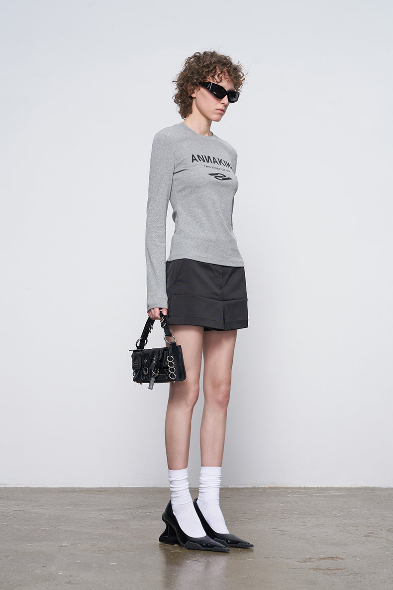 ANNAKIKI Autumn Niche Combination Logo Print Long Sleeve T-Shirt-DAICHI