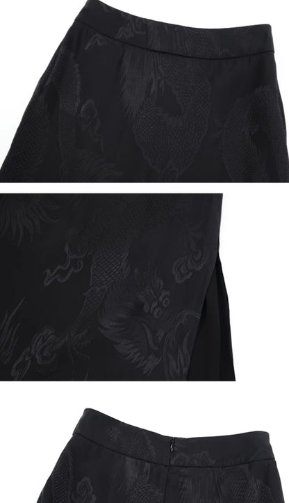 HECO acetate tulle high waisted cascading long skirt summer - lion.