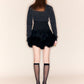 Nodre Autumn/Winter Black High Waisted Corset Plush Puff Skirt - jioee