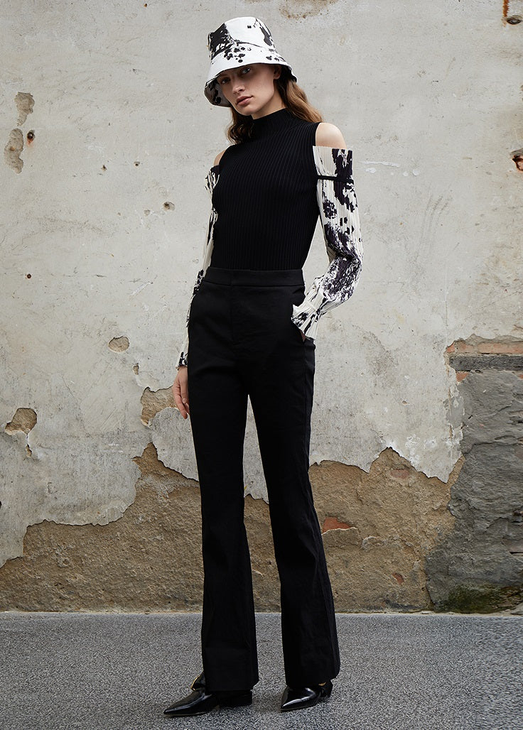 COMME MOI Lu Yan designer new women's off-the-shoulder printed sleeve shirt - DEAR .