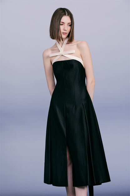 PURITY Stunning contrast bow black cocktail dress- Maxine
