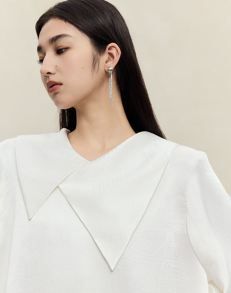 HECO 100% Acetate Long Sleeve red black white Shirt Top Women - glass.