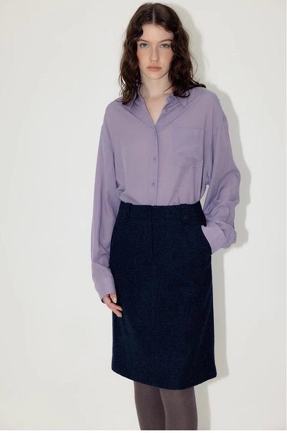Nothing Written Long Sleeve Slightly Translucent Lavender Purple Shirt-KATE.