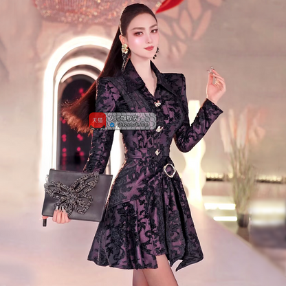 VJE  jacquard celebrity style pleated shirt dress - MIA.