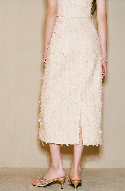 WANGXO | Yaluxe Custom \Pull Wool  Multi-Yarn Woven Vest, Shorts & Skirt Set -RINA