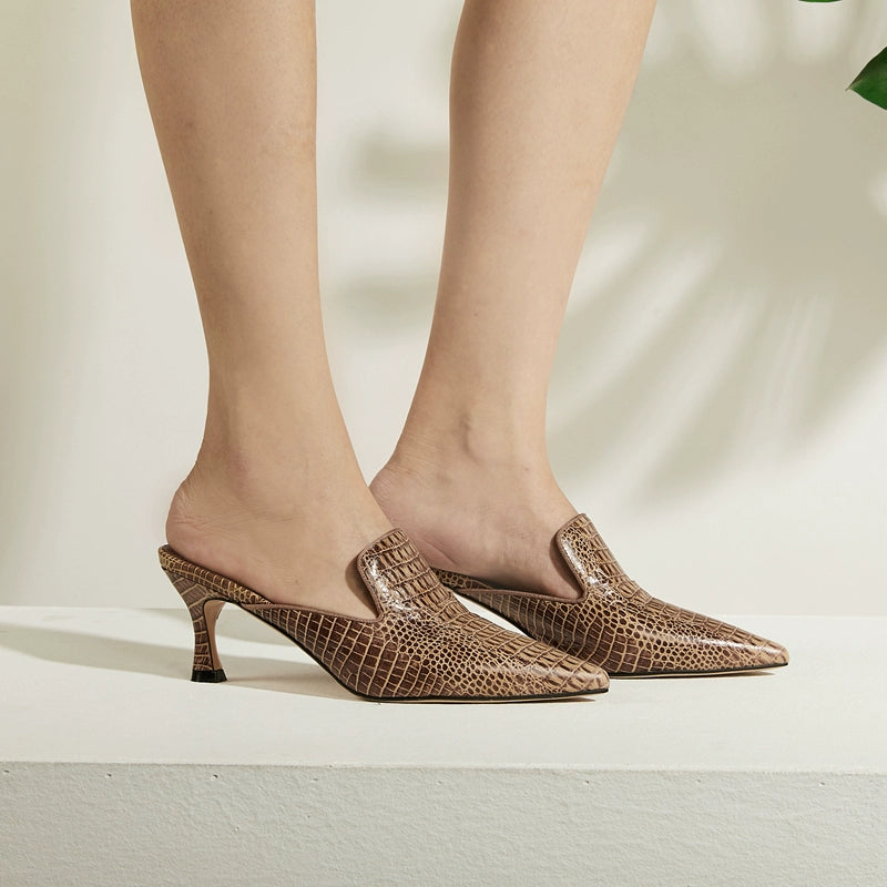 B-FEI vintage mules kitten heel shoes-GUPS.