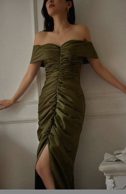 GOUDIN satin light luxury evening dress-SUWA.