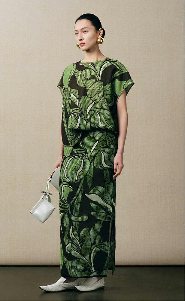 ZHUCHONGYUN jacquard long knitted skirt - URAMESHI.