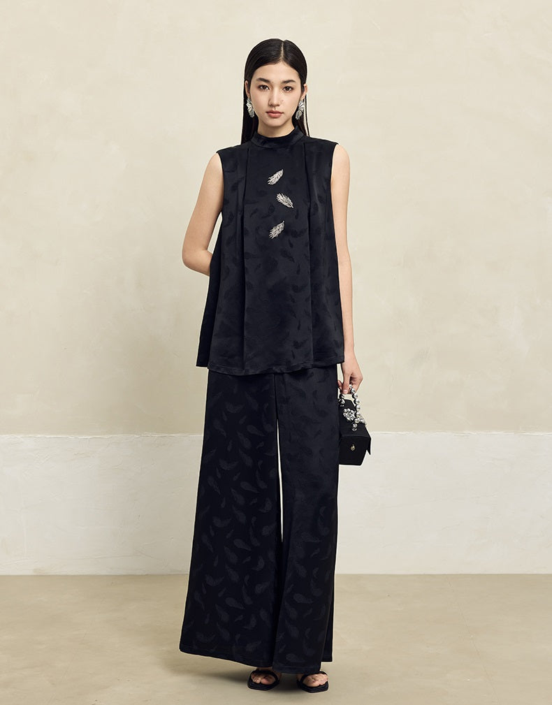 HECO Handmade Beaded Acetate Jacquard Sleeveless Top Women - KING.