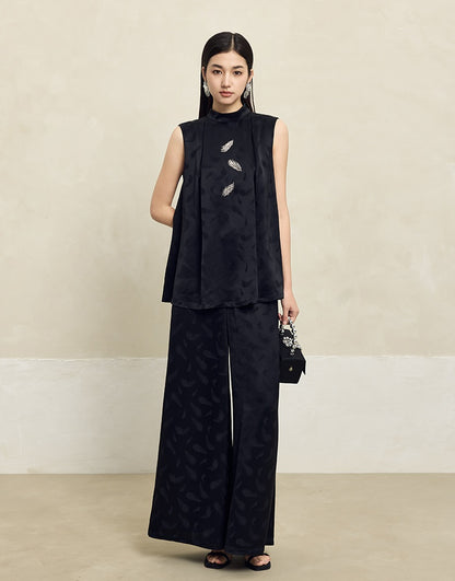 HECO Handmade Beaded Acetate Jacquard Sleeveless Top Women - KING.