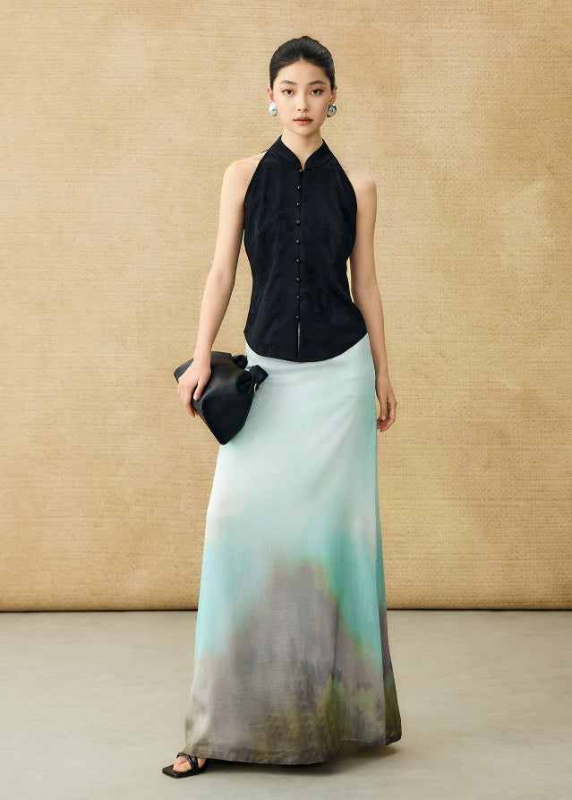 HECO Chinese Acetate Stand-up Collar Waist National Style Jacquard Vest T - FIRE.