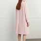 Winter pastel pink wide-shouldered double-breasted wool coat - Piue