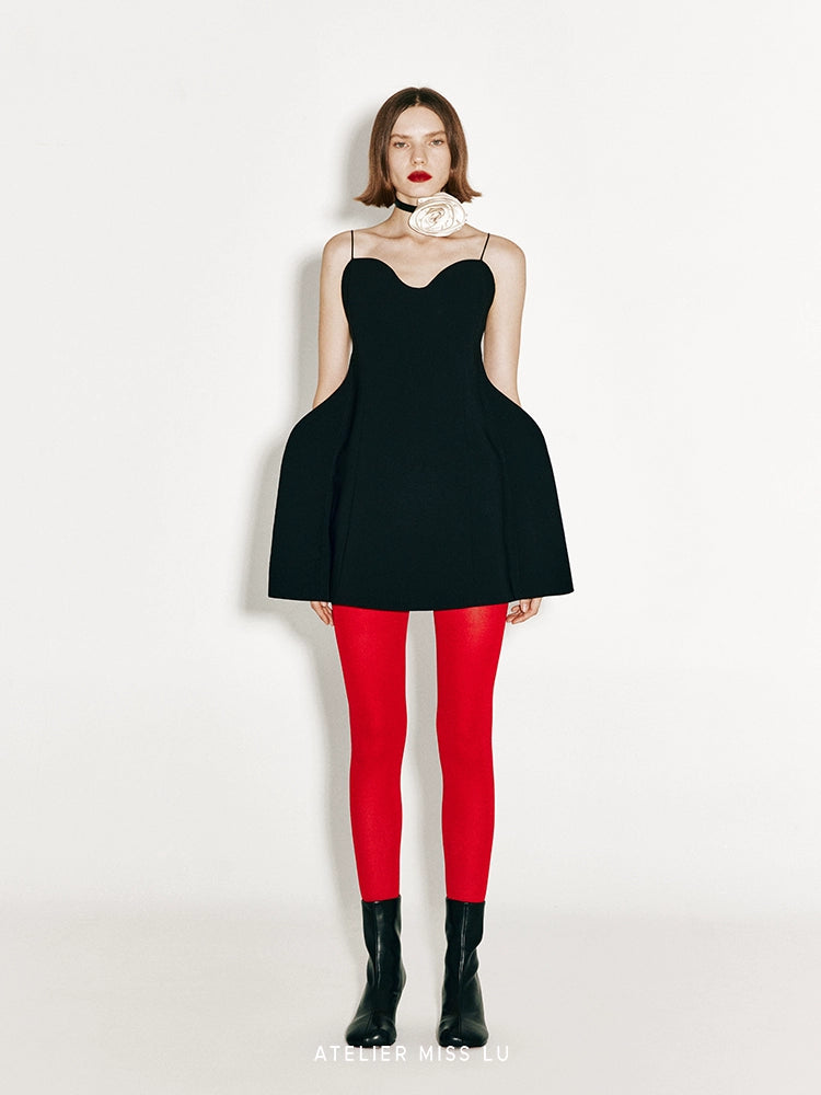 ATELIER MISS LU Fall/Winter Draped Cut Curve Neck Slip Dress -MANON.