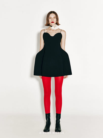 ATELIER MISS LU Fall/Winter Draped Cut Curve Neck Slip Dress -MANON.