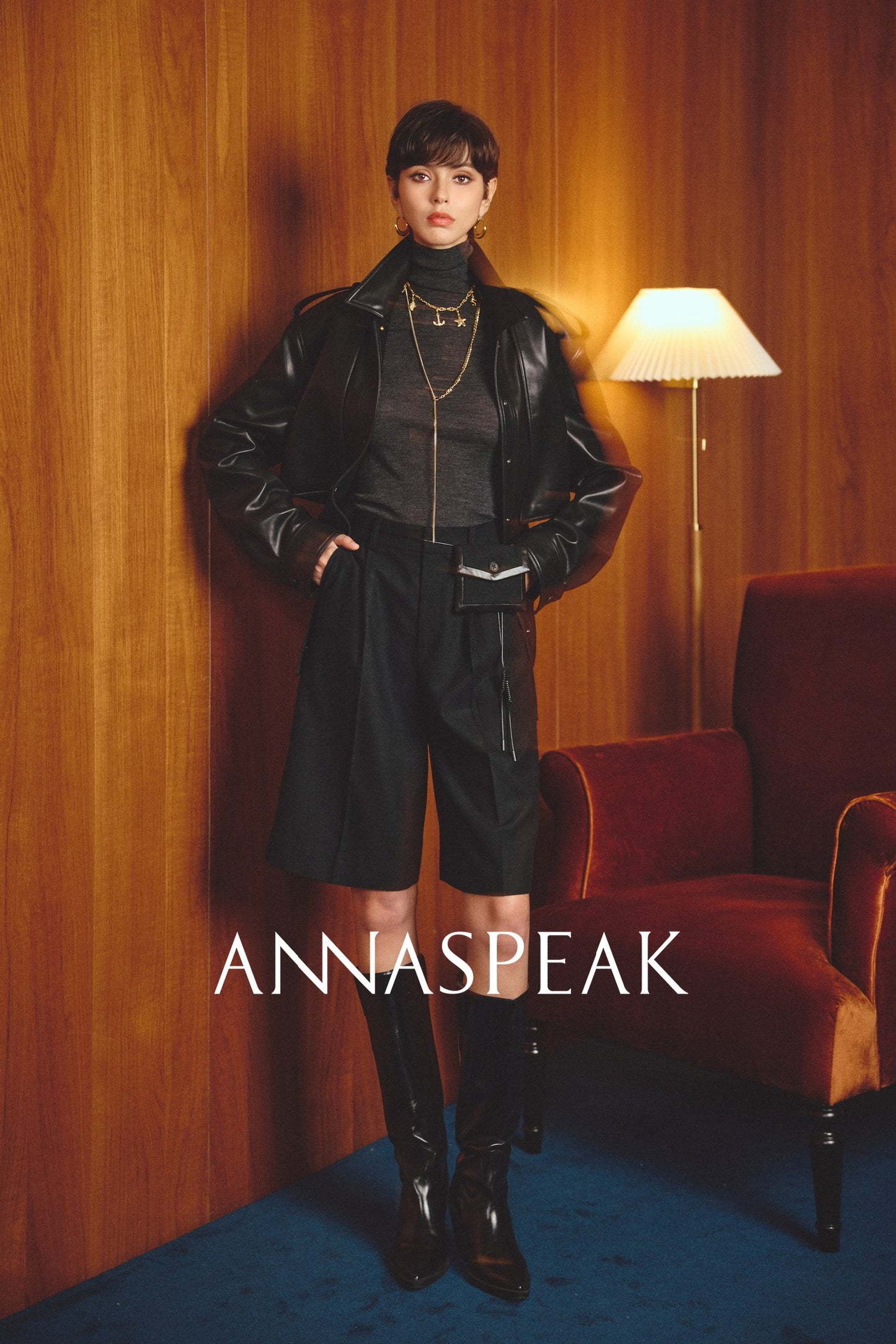 ANNASPEAK   Wool MINI Waist Bag Straight Leg Pants -COLE.