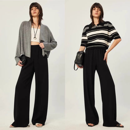 NOTHING WRITTEN  triacetate wrinkle long leg one-piece air pants-IRIS.