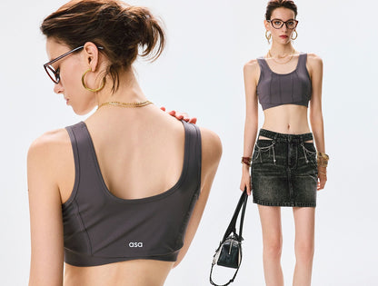 ANNASPEAK  Chest pad nude sports vest -AINA.