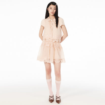 FAME A-line drapery embroidered two-piece top - DANICA
