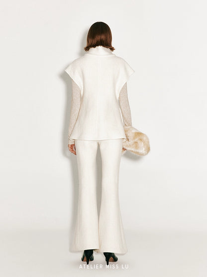 ATELIER MISS LU Wide-shouldered Sheep Wool Knit Sweater - SIDNEY.