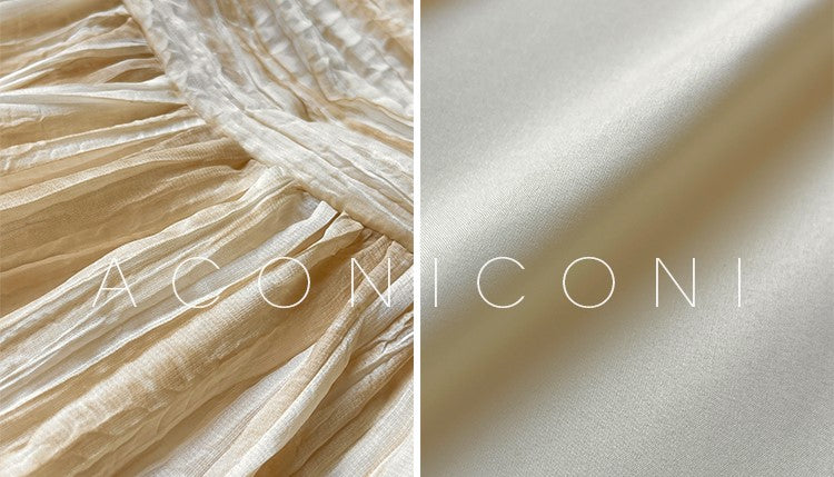 Aconiconi Elegant Wave Pattern Long Sleeve Loose Wedding Guest Dress- Dune