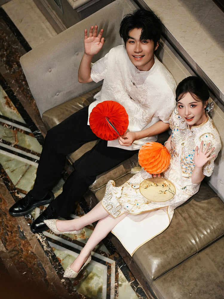 Pjjuu Xiuhe Two Wear Champagne Color Wedding Shoes - ARRAY