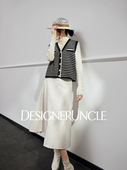 DGU| Striped knitted pullover vest small fragrance light luxury vintage design jacket - Kyle.