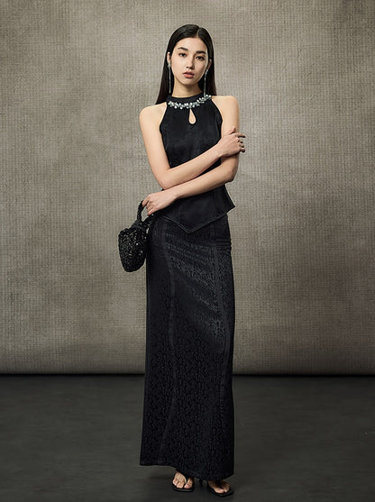 HECO Hollow Lace Temperament Off-the-shoulder Vest- WHOLE.