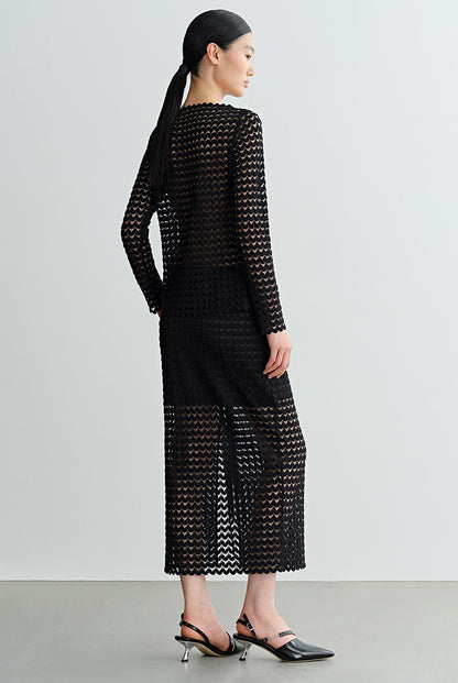 COMME MOI  women's black cut-out side slit straight skirt - DELIAH.