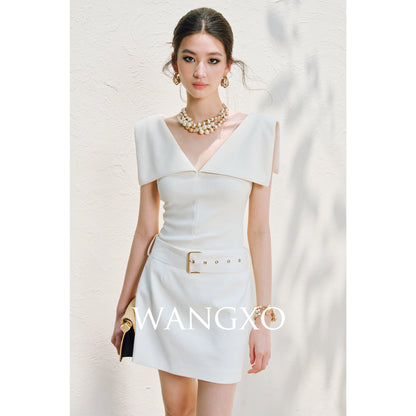 WANGXO | Fine Glitter-Sprinkled Silver High-Elastic Hemp Knit  Layered V-Neck Slim Elegant Top -SANA